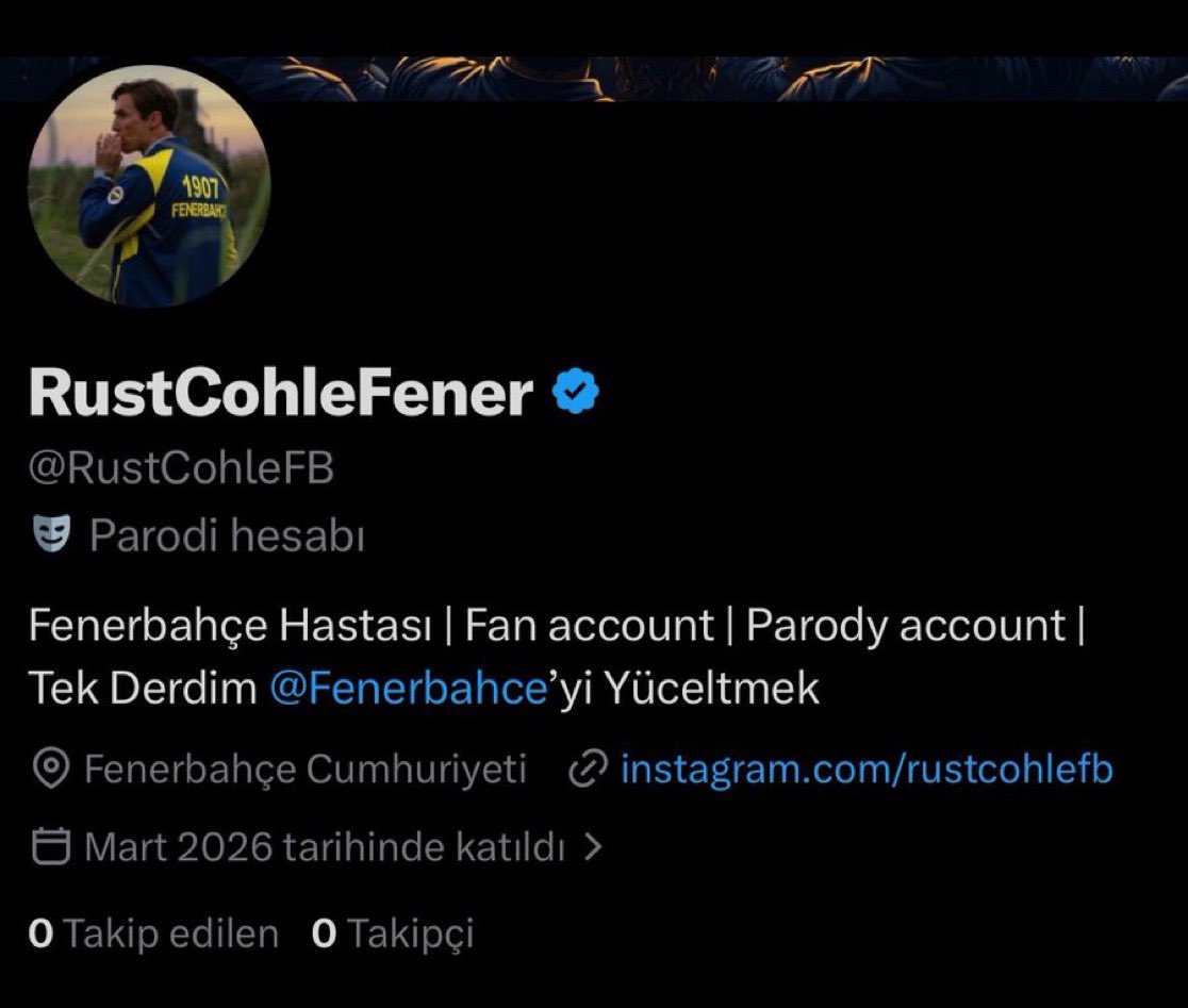 TheCohleFB's tweet photo. @fenermarkajorg Arkadaşlar merhaba, ben @RustCohleFB galatasaraylılar yüzünden hesabım askıya alınmıştı. Hesabım açılana kadar bu hesaptayım. Beni tanıyan ve gören dostlar, sizden ricam takip eder misiniz?💙💛 GT yapacağım https://t.co/5N8nz6JTG0