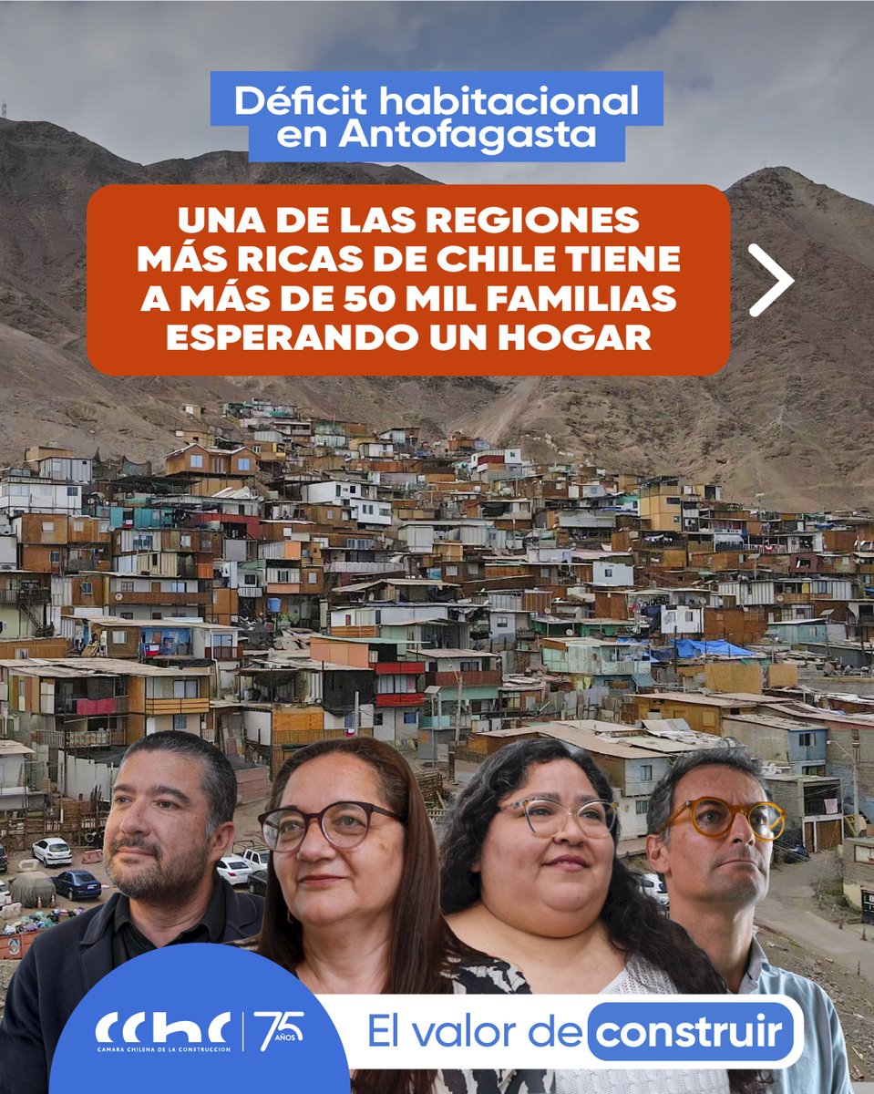 CChCAntofagasta's tweet photo. Antofagasta genera riqueza para todo Chile, pero miles de familias aún esperan una vivienda propia. Te contamos su historia en este hilo 🧵 https://t.co/oR1KNmFm11