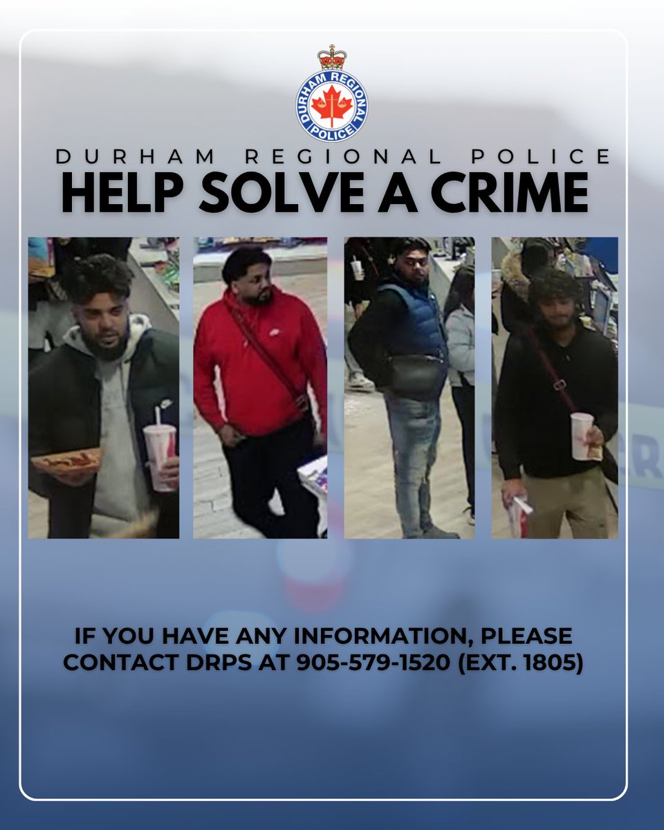 DRPS's tweet photo. Police are looking to identify four males following a stabbing in Whitby. 

Full Story: 
https://t.co/vNXdSrjf1a https://t.co/xiL9xhHvBz