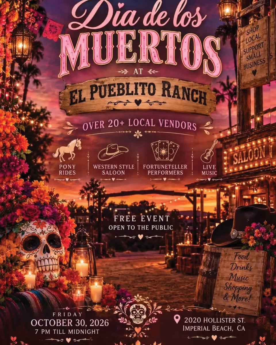 EventsInCali's tweet photo. https://t.co/0BOErOZOM5

Dia de los Muertos, Imperial Beach, San Diego, CA | Oct 30, 2026

#California #CaliforniaEvents #DiaDeLosMuertos #EventsInCalifornia #ImperialBeach #SanDiego #DiadelosMuertos #latestevents #newevents #todayevents #events #eventspace #allevents https://t.co/k4vcWCtfv8