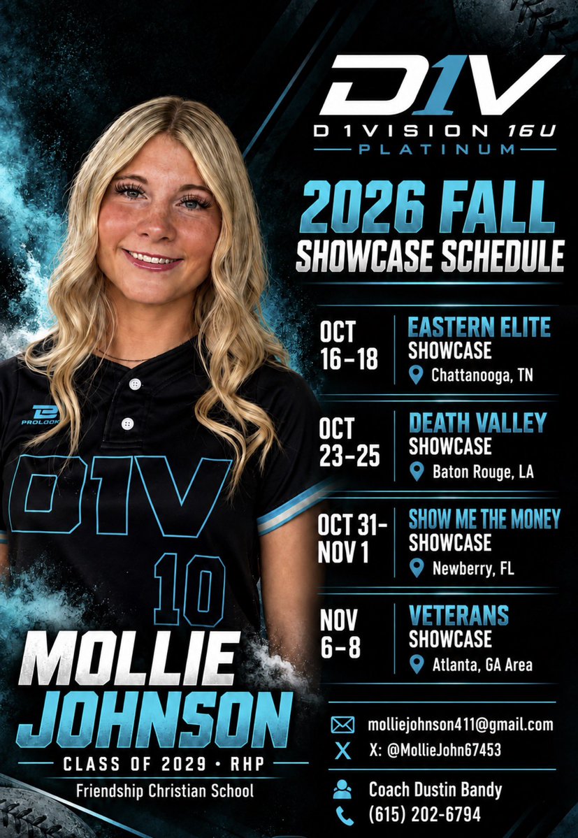MollieJohn67453's tweet photo. Excited to take the field with my @D1Vision_Bandy teammates this fall! 🥎 Thankful for every opportunity to grow and compete. Coaches, here’s where you can find me! 👇

@d1vision_sb @D1Vision_Bandy @CoachMike_FCS @LadyCommanderSB @dorris53

@FastpitchPower @D1Softball @D1ProScouts @CAASoftballAdv @LineDsoftball @SoftballDown @MaxPreps @ConnectSports_ @ExtraInningSB @los_stuff @SBRRetweets @ALLNJSoftball @raj_manjrekar @DfwSho @gatorjack72 @SoftbalAmerica @prepsrecruit @usaimpact_us @NCAASoftball @USASoftball @PrepSoftball