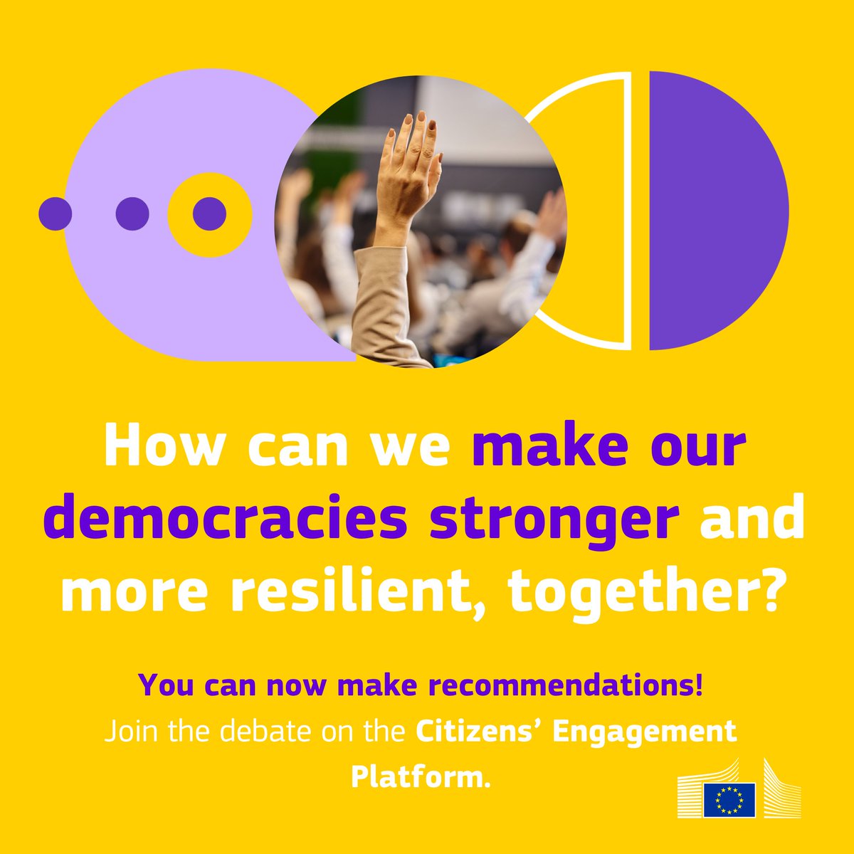 DigitalEU's tweet photo. Strengthening democracy in the EU.

This weekend, 150 Europeans will gather online for the second session of the European Citizens’ Panel to discuss challenges facing our democracy and explore possible solutions.

Join the interactive online debate: https://t.co/PdjXQCDJFr https://t.co/rJu3SvSj8J