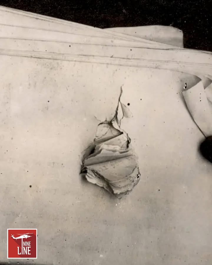 NineLineApparel's tweet photo. #OTD in 1912, Theodore Roosevelt was shot at close range by anarchist William Schrenk. He was saved by the papers in his breast pocket and still managed to give an 84-minute address in Milwaukee. He began, “Friends, I shall ask you to be as quiet as possible.” His second line, however, was a bombshell. “I don’t know whether you fully understand that I have just been shot.” He then stated, “It takes more than that to kill a bull moose," and pulled his 50-page speech out of his pocket, which had slowed the bullet.