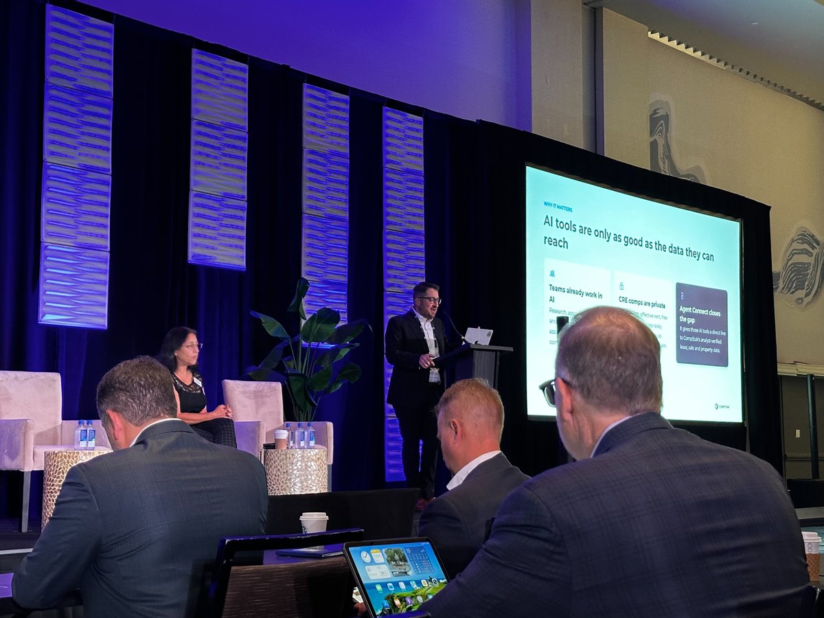 CompStak's tweet photo. @michaelamandel took the stage at NCREIF in Orlando this week to talk Agent Connect, CompStak's MCP server. Your team's #AI tools can now pull CompStak data directly, so every answer is backed by verified comps.

Thanks to #NCREIF for having us! https://t.co/zAHwoE1Fem