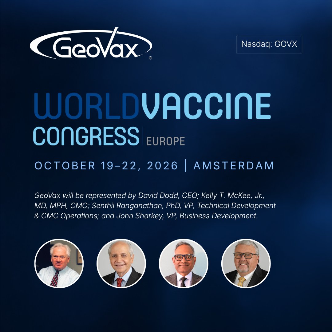 Geovax_News's tweet photo. Next week, GeoVax heads to Amsterdam for #WVCEU, where Senthil Ranganathan, PhD, will highlight advances in next-generation MVA technology focused on single-dose vaccination and continuous cell-line manufacturing.

Presentation details: https://t.co/JZMMw7HMNT $GOVX https://t.co/xqGZ3zAM1q