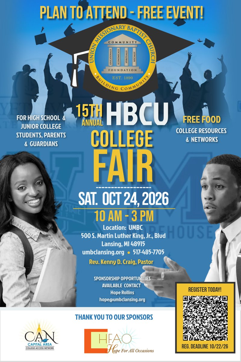 CapitalAreaCAN's tweet photo. 🗣️High school &amp; junior college students and families! Join CapCAN at @UMBCLansing NEXT WEEK for UMBC's 15th Annual #HBCU College Fair. Learn about Historically Black Colleges &amp; Universities and explore resources, community networks, and scholarship opportunities.

🔽 More Info https://t.co/qyl6vbenPQ