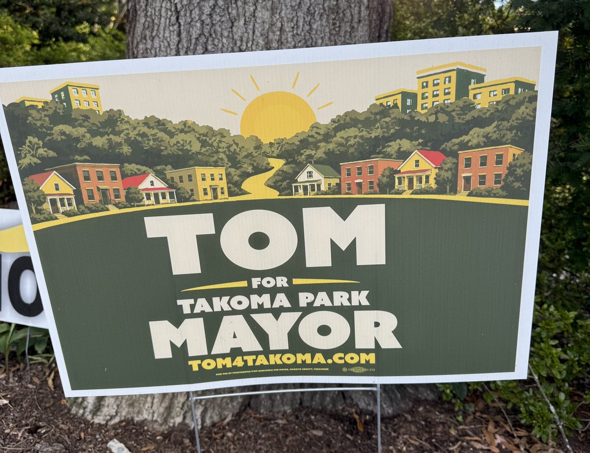 AJentleson's tweet photo. Sure looks like the NIMBY candidate for mayor in Takoma Park used AI to make his yard signs. https://t.co/0GSLyt9QRV