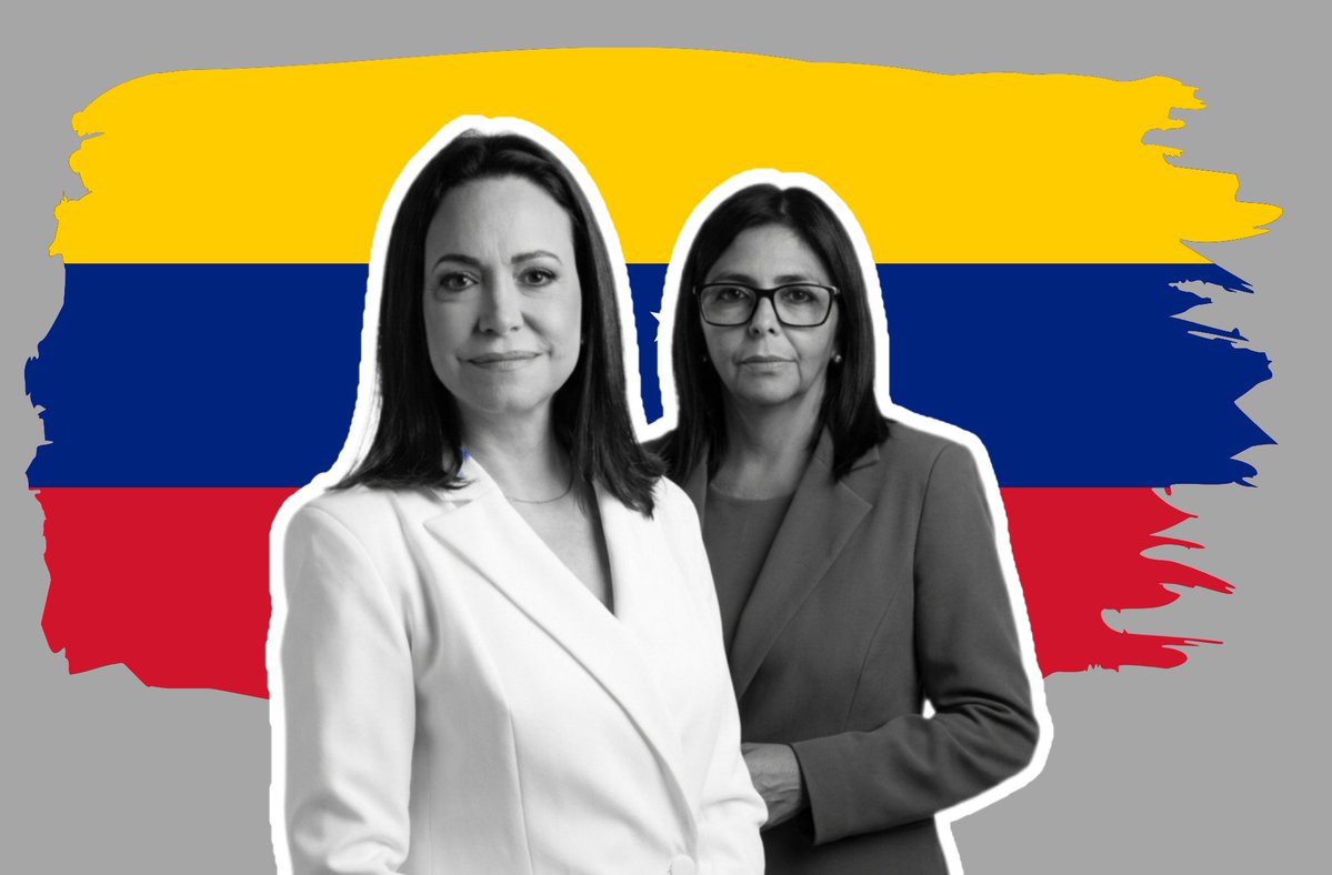 DatosAme24's tweet photo. 🇻🇪#Venezuela — Elecciones presidenciales en Venezuela

🟦María Corina Machado — 52% 
🟥Delcy Rodríguez — 19% 

Encuesta AtlasIntel/Bloomberg - Octubre 2026 https://t.co/UDwxt2rb63