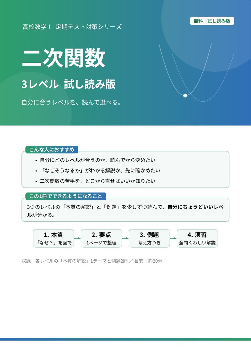 LvMaThPDF's tweet photo. ＼二次関数【改訂版】の試し読みです📐／ 「なぜ平方完成で頂点がわかる？」 「なぜ場合分けが必要？」 「判別式って結局なに？」 を全部、図で説明しました。 自分に合うレベルから読んでみてください👇 https://t.co/OpRcNhHyNH
残りの写真は下にあります！！ https://t.co/QWeaCbSuMx