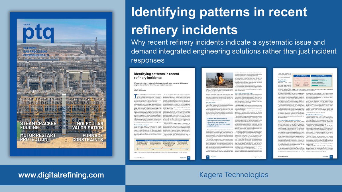 DigitalRefining's tweet photo. 🏭Identifying patterns in recent #refinery incidents, Kagera Technologies. Why recent refinery incidents indicate a systematic issue &amp;vdemand integrated engineering solutions rather than just incident responses -https://t.co/xWEw8HH8z3
💻READ PTQ Q4, 2026: https://t.co/A6YHGAhKc0 https://t.co/5BVgsRKWQb