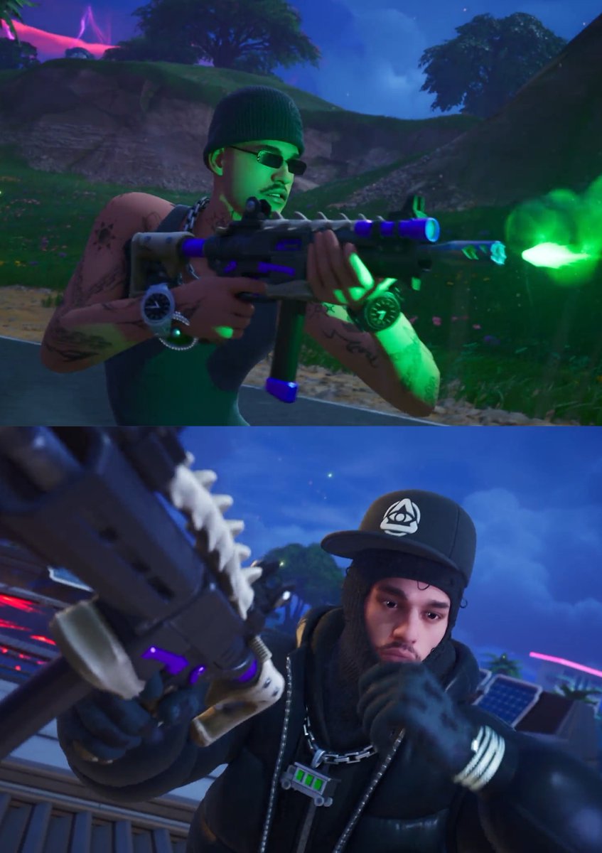 Kurrco's tweet photo. First in-game look at Yeat's Fortnite skins 🎮🔥 https://t.co/kTgOsN8VdN