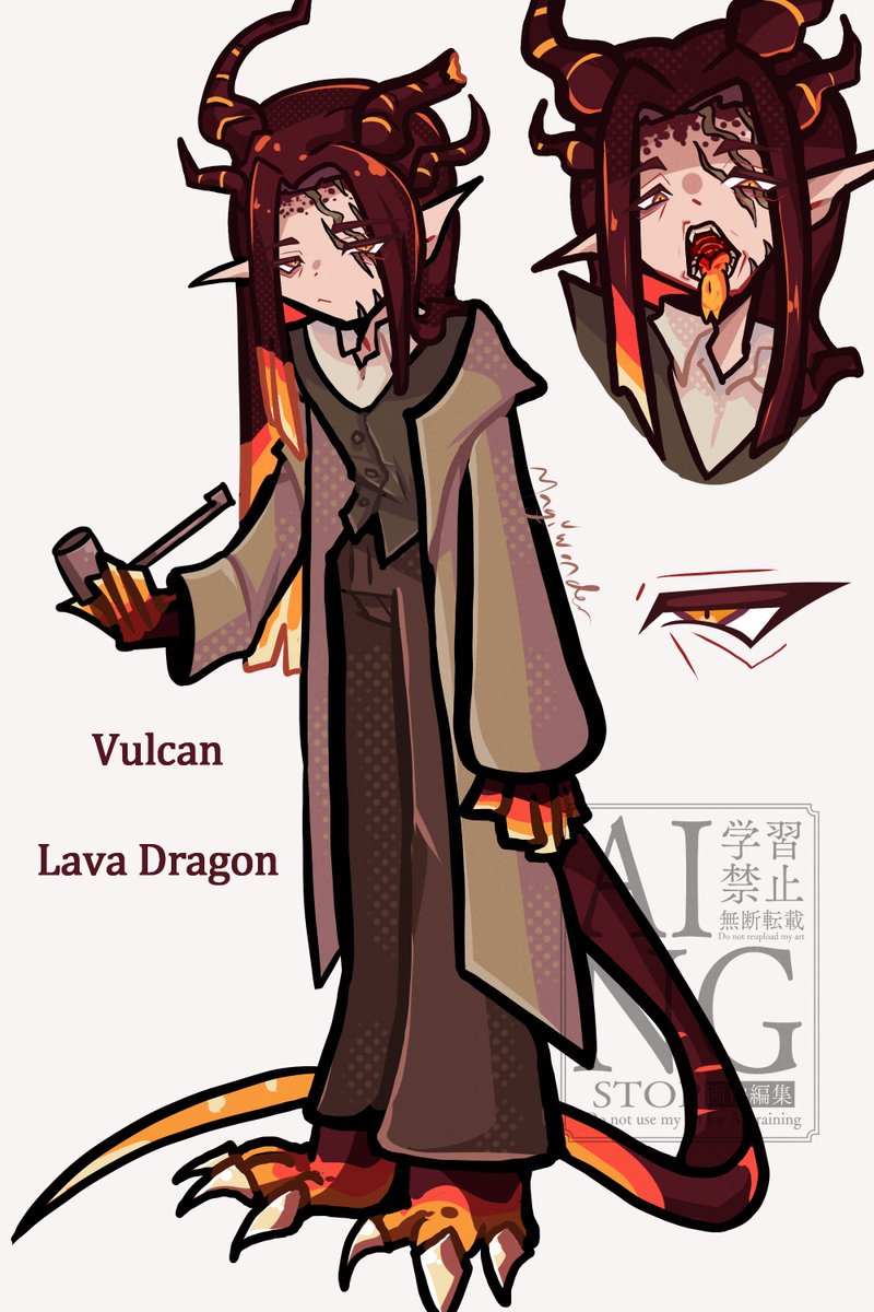 MagiWonder12's tweet photo. New oc- Fuzzy's Dad, Vulcan, he is a primal Lava Dragon.

#oc #digitalart https://t.co/nu2kcYuxJv