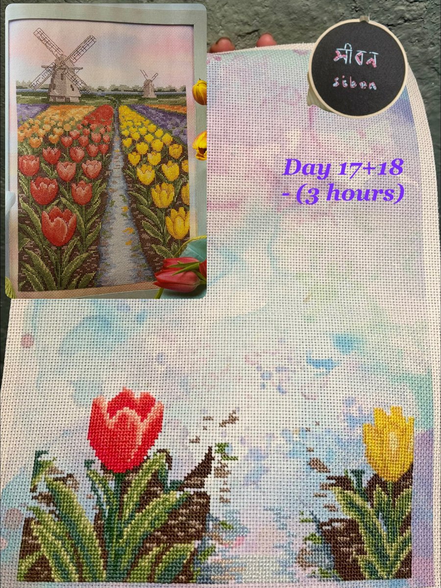 chernozems's tweet photo. #wipwednesday
Tulip field cross stitch update - Day 17+18
3 hours of rigorous stitching and we have the first yellow tulip of the pattern. I know i'm terribly slow but i have so many wips!
#sibonbyprb https://t.co/5LEgBmbUqj
