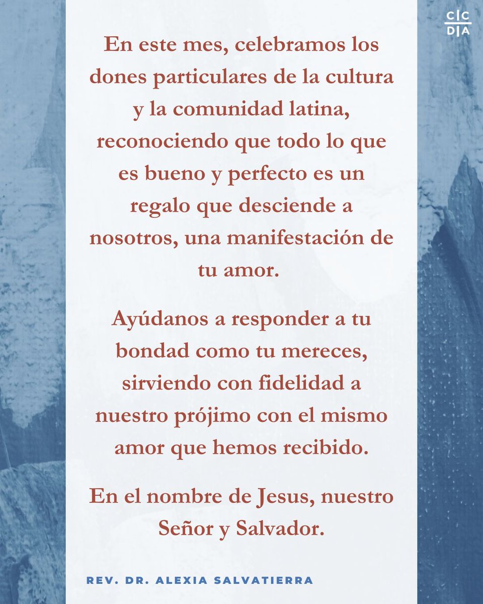 iamccda's tweet photo. God of love, we give you thanks with all our hearts for life — daily life, eternal life, and abundant life. We thank you for every loved one, every human being, and for our people, all reflecting your beautiful image...

Rev. Dr. Alexia Salvatierra

#weareccda #ccdaprays https://t.co/UFXfFX5S4R