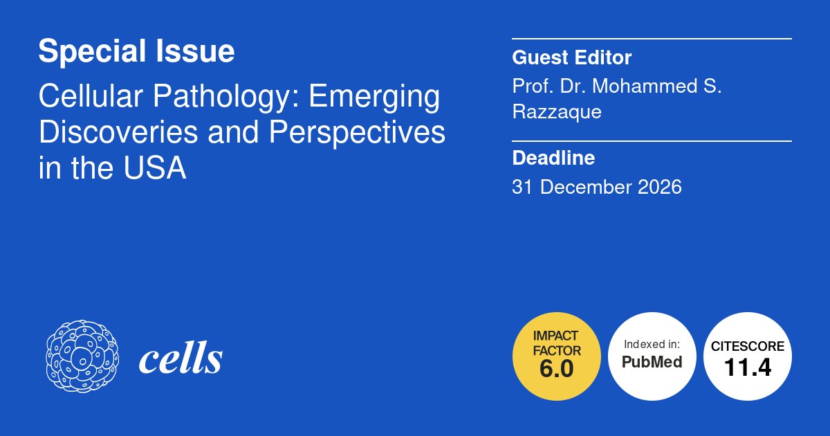 LifesciMdpi's tweet photo. 𧬠Explore the latest discoveries in cellular pathology, from disease mechanisms and molecular pathology to cancer, cardiovascular, metabolic, and genetic disorders.
π 8 papers published | π
31 Dec 2026
π https://t.co/yxuxR3ZrpY
#CellsJournal #Pathology https://t.co/iRNWx4OiHq