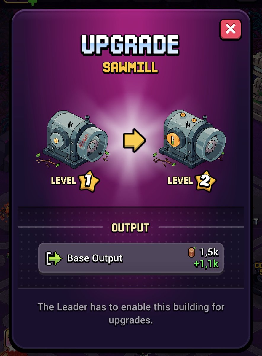 AngryDynomites's tweet photo. 🪵 Guild Points &amp; Sawmill Upgrades are LIVE!

Earn shared GP through Masterpiece contributions, then pool resources &amp; spend GP to boost lumber production!

GP resets Mondays at midnight UTC.

⚡ Check out the limited-time Contribution Sustenance bundle in the shop! https://t.co/CsPis5fFNT