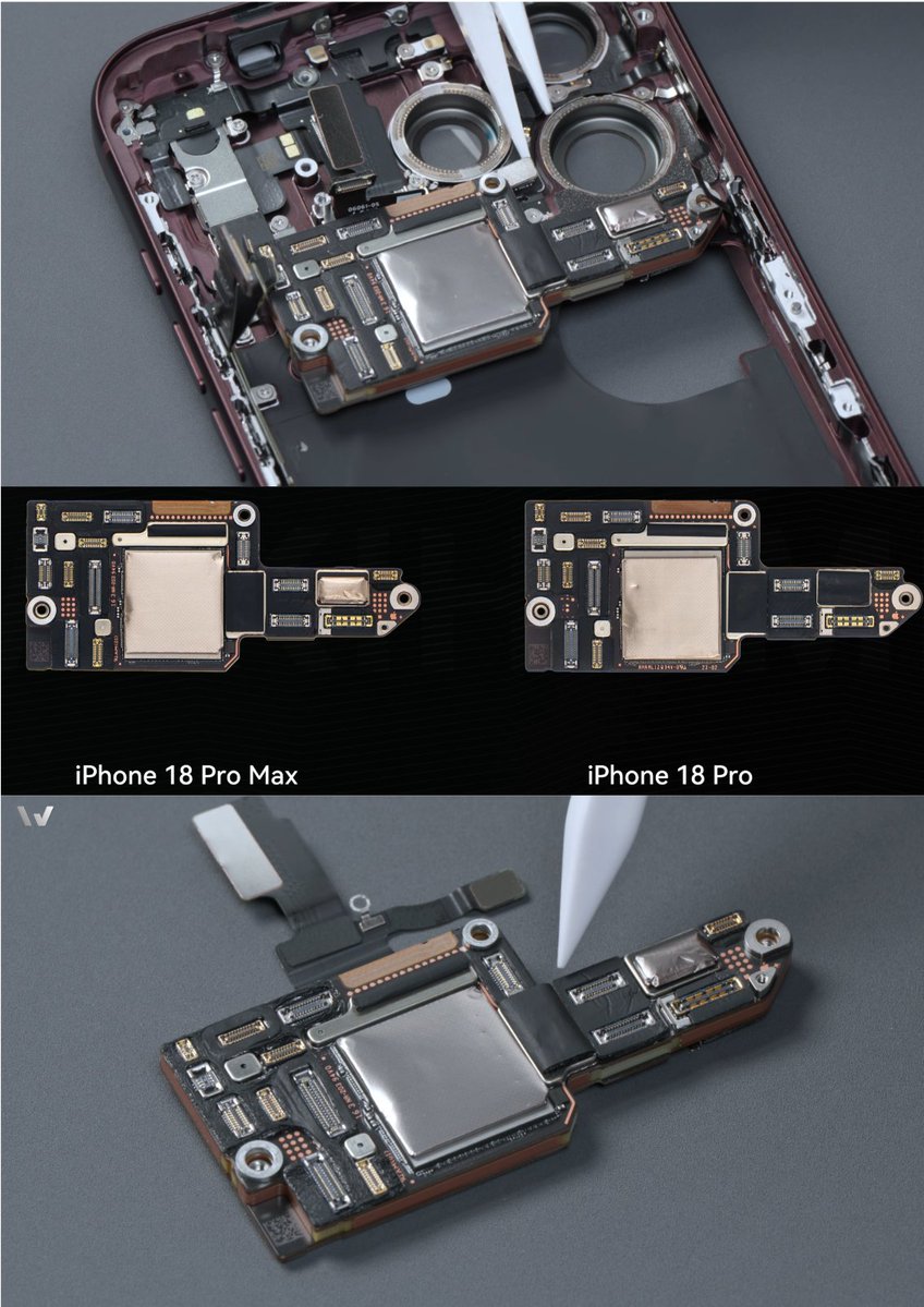 iPhone 18 Pro 逻辑板体积极小（含 WMCM）：高密度板级实拍
