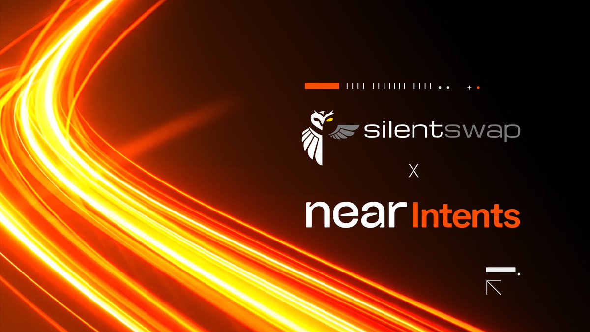 NEARProtocol's tweet photo. NEAR Intents and SilentSwap are teaming up to bring confidential, seamless crosschain access to users and integrators worldwide.

NEAR Intents brings unified liquidity, Confidential Intents and intent-based routing across 30+ networks. SilentSwap brings its privacy technology and a swap experience with no sign-up. Both are now live in SilentSwap’s app and SDK.

Two ecosystems, one shared direction: confidential crosschain access to crypto, stablecoins, RWAs and beyond.
