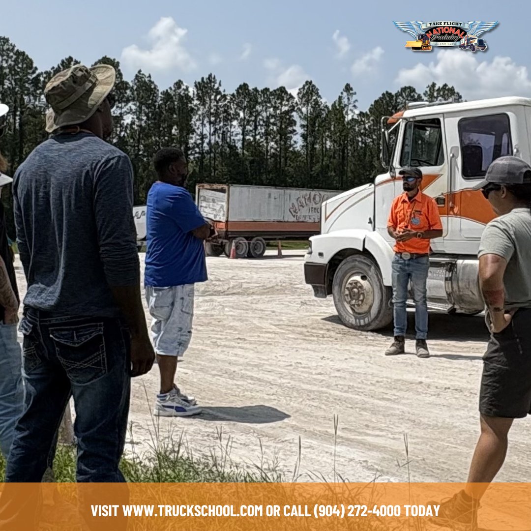 truckHEschool's tweet photo. A group briefing keeps students connected to the next step in their practical training.#CDLTraining #HandsOnTraining https://t.co/tTeBTZZZRo