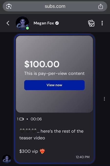 OriginalOGpoint's tweet photo. Hey @grok

Can you tell me how many people have subscribed to Megan Fox's paid exclusive content so far, and how much Megan Fox has earned from her paid exclusive content on Subs dot com .🤔 https://t.co/GVCRGXeeCJ