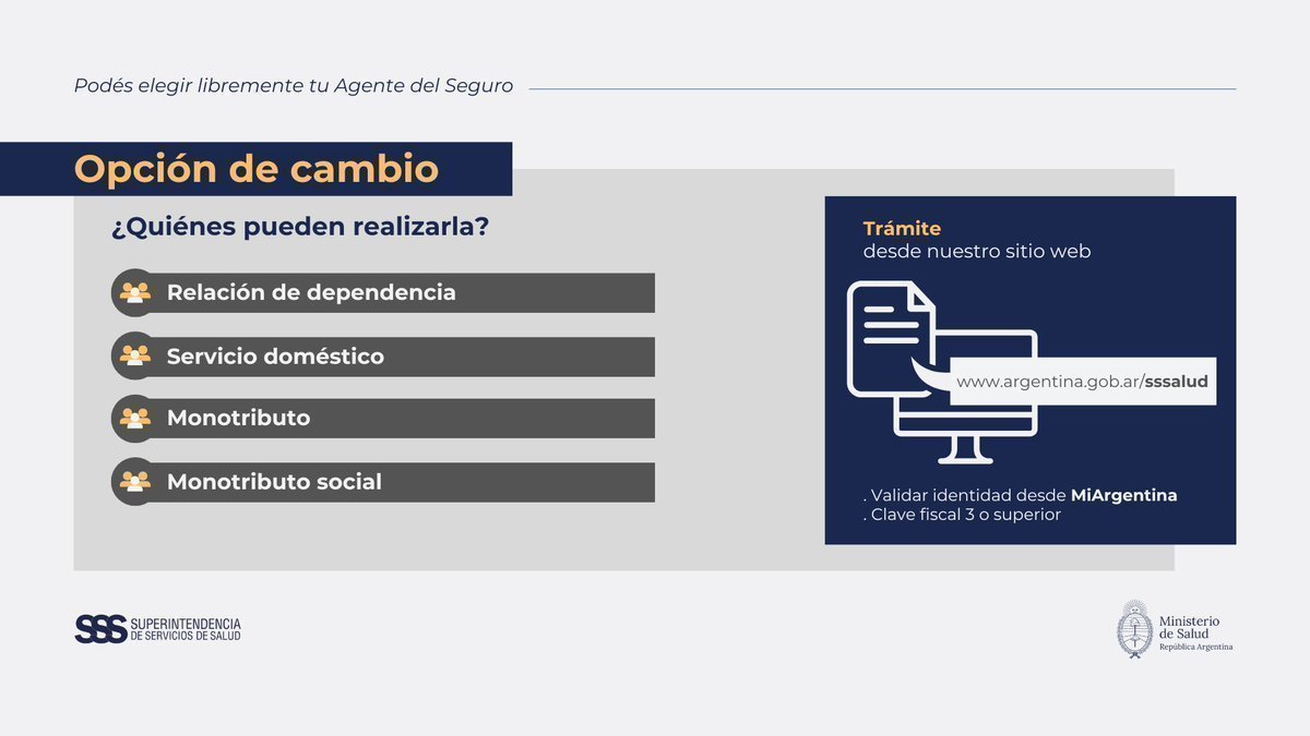 SSSALUD's tweet photo. Si querés hacer una opción de cambio, podés hacerlo de forma online desde nuestra web, de manera segura, sin intermediarios y sin necesidad de asistir personalmente. https://t.co/abbuEM4yhP