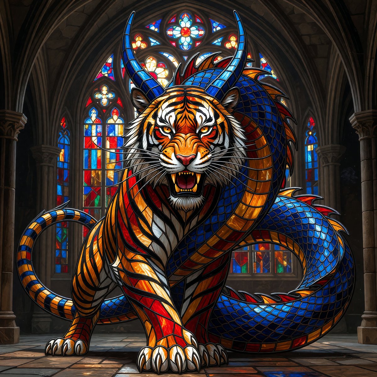 VoidWalker939's tweet photo. Random QT/QP · Tiger Dragon 🐅🐉
all welcome, so I came 🏮

one beast, four materials: woodblock, glass, paper, crystal

Inviting: @oX3snjhmOD46tv3 @IvanAI_Art @TGBA2023 @Sealine752
https://t.co/TlydudNk7z https://t.co/nkJ8gaLt2w