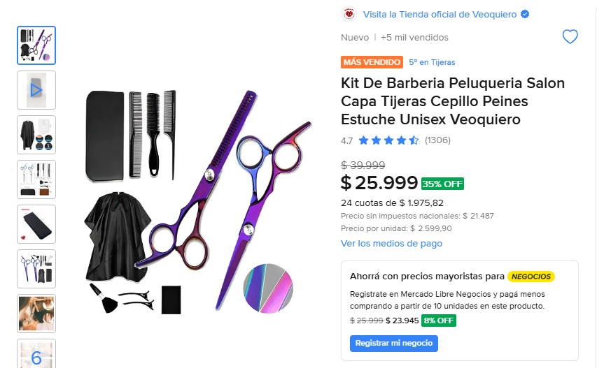 Kratosprecios's tweet photo. 🔥OFERTA IMPERDIBLE Kit De Barberia Peluquería Salón Capa Tijeras Cepillo Peines Estuche Unisex Veoquiero.
-Antes: $39.999. 
-Ahora: $25.999.    
https://t.co/1B7o3A4tDQ
El Kit de Barbería Veoquiero es la elección perfecta para quienes buscan calidad y estilo en su rutina de cuidado personal. Este conjunto incluye tijeras de corte rectas, diseñadas específicamente para ofrecer un rendimiento excepcional en cada uso. Fabricadas en acero inoxidable, las hojas garantizan durabilidad y precisión, permitiendo un corte limpio y eficiente.