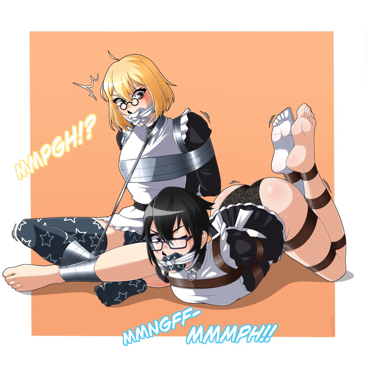 Sashimi1300's tweet photo. Comm done for @DQ9RemakeWhen  of our OCs nabbed and gagged with each others socks. Thanks again to them for comming me! ☺️ https://t.co/DBSseuDRiG
