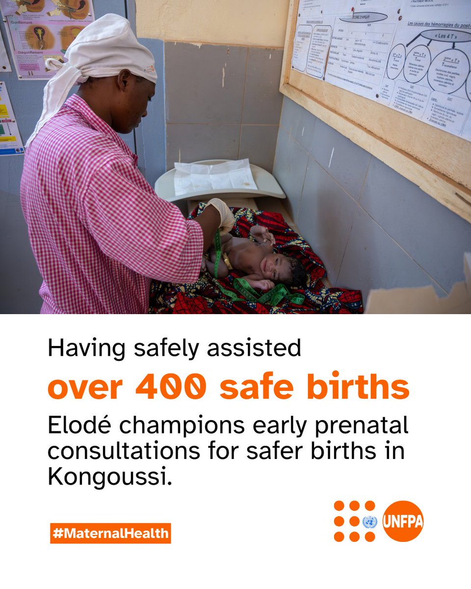 UNFPA_WCARO's tweet photo. 💬 “Prenatal consultations help detect complications early, better prepare for birth, and protect both mother and baby.” said Elodé, midwife at the health centre in Kongoussi. 🤰🏾💙

🌱 #Midwives save lives by ensuring that every mother receives the care and support she deserves. https://t.co/saLbjqWCWH