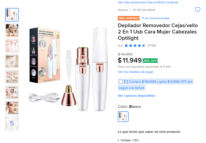 Kratosprecios's tweet photo. 🔥OFERTA IMPERDIBLE Depilador Removedor Cejas/vello 2 En 1 Usb Cara Mujer.
-Antes: $14.959. 
-Ahora: $11.949.    
https://t.co/iIXFw8hmx2
Descubre el Depilador Removedor de Cejas y Vello 2 en 1 HX-202A Blawless, una herramienta esencial para el cuidado personal. Diseñado para ofrecer una depilación precisa y efectiva en el rostro, este dispositivo es ideal para quienes buscan mantener una apariencia impecable sin complicaciones.