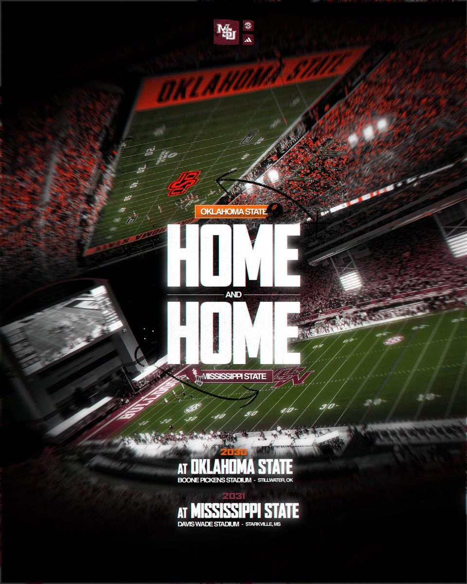 HailStateFB's tweet photo. 𝐅𝐮𝐭𝐮𝐫𝐞 𝐒𝐜𝐡𝐞𝐝𝐮𝐥𝐞 𝐔𝐩𝐝𝐚𝐭𝐞 🗓️

Mississippi State &amp; Oklahoma State have agreed to a home-and-home series beginning in Stillwater in 2030! https://t.co/BnU7LSLtPe