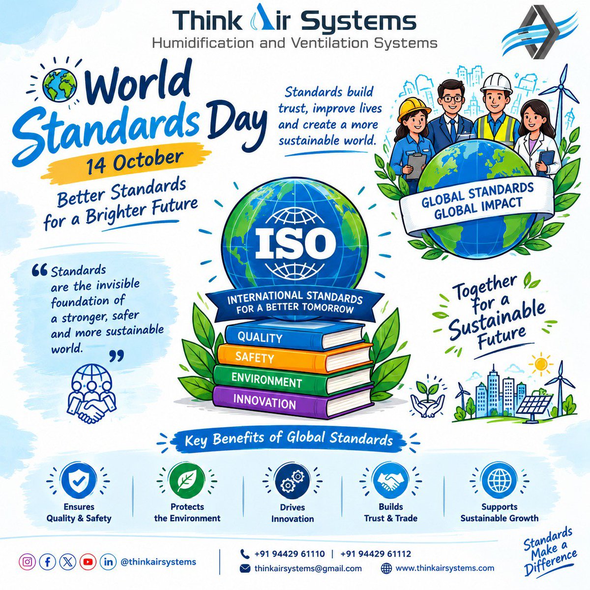 ThinkAirSystems's tweet photo. #WorldStandardsDay Think Air Systems Top Humidification &amp; Ventilation Manufacturer World Standards Day#Humidification #Ventilation #MiniAirWasher #FogSystem #Sparynozzle  #Damper #Diffuser #ExhaustFan #AirGrill #AirtightDoor #CoolerPad #Airwasher #HPlantService #HVAC https://t.co/gM7kmWHZiA