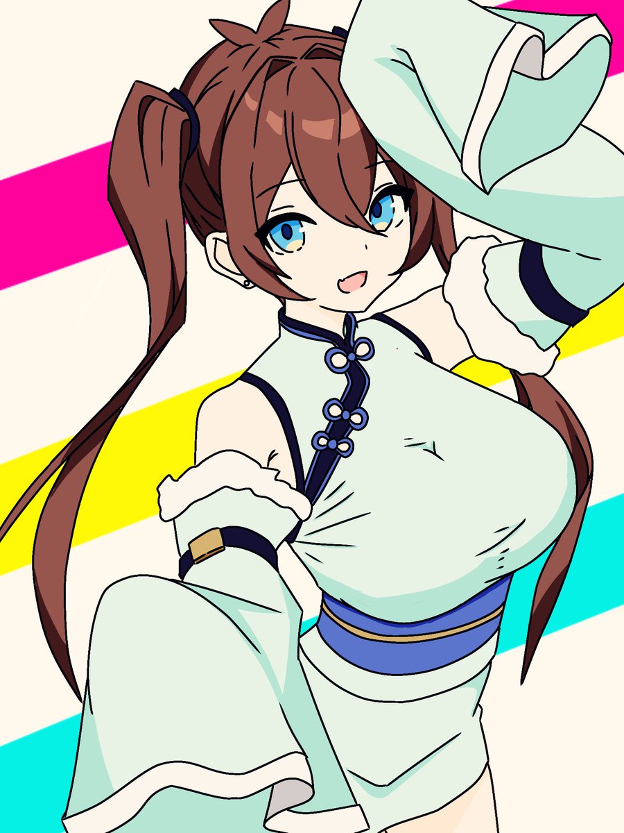 tora_Illust's tweet photo. #リア餌付け
#あおばりあ新衣装
チャイナと和服混ぜた。ここにメイドのフリフリ描こうとしたが、想像力の限界で諦めた
( 'ㅅ')そして、イラストは描けば描くほど…何処かは必ず大きくなるものやで！！

(  ⬮    ̫  ⬮)話変わるが、色塗らなければ…なんか。初音ミクっぽい？ https://t.co/Eu9I5MSgiJ