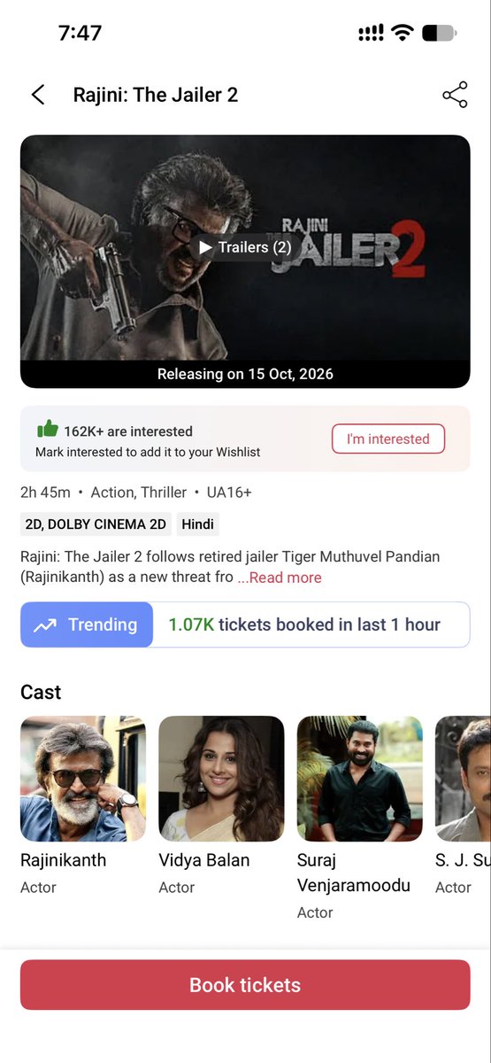 Mr_Bals_2's tweet photo. Hourly trend has started for Superstar Hindi #Jailer2 🔥📈

Pune is leading the race, with a few fast-filling shows already! 🚀

A costly miss by the makers not releasing it in national multiplex chains. Imagine the potential reach! 🎬👑
#RajinitheJailer2
#Jailer2
#Jailer2FDFS https://t.co/NSwkteRswN
