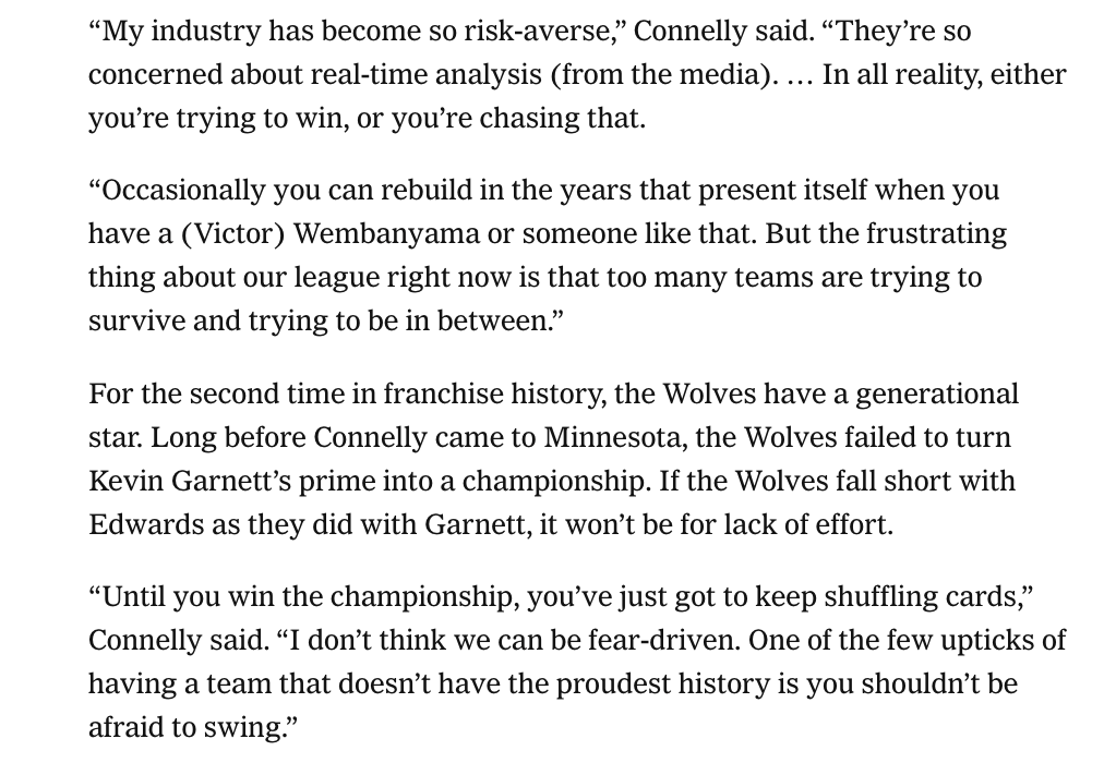 MikeVorkunov's tweet photo. Another Jon K. classic. Love this quote from Tim Connelly about how he sees his job. https://t.co/8cruFaPDZV https://t.co/VL7pDuAhGQ