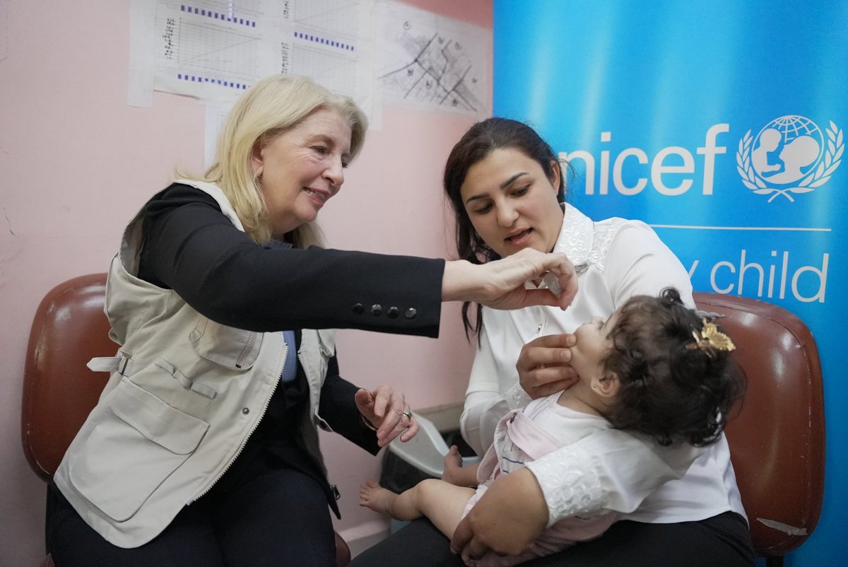 unicefchief's tweet photo. While Syria remains polio-free, that protection cannot be taken for granted.  
In 2026, health teams reached over 771K children in priority areas with oral polio vaccine. Sustained immunization and surveillance are vital to reach every child and prevent polio’s return. #EndPolio https://t.co/Z1XdmY1M1m