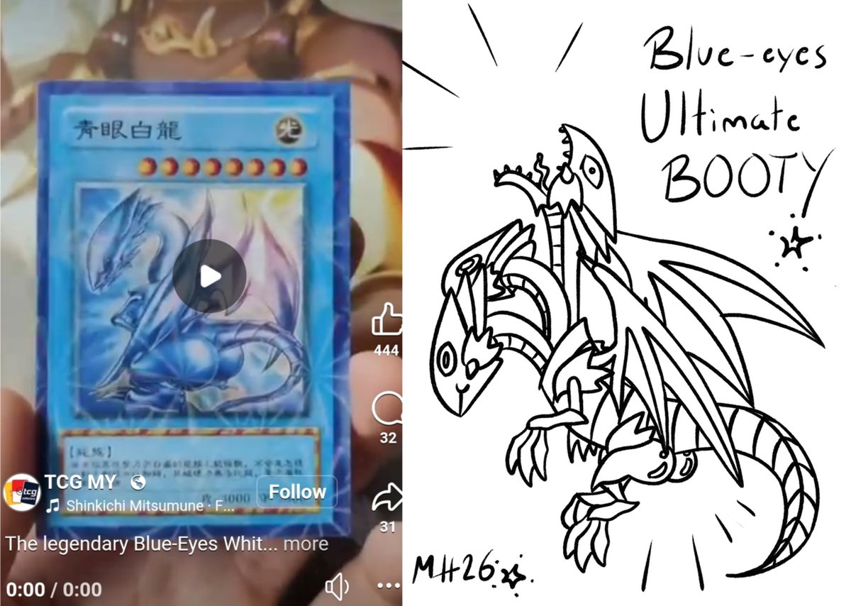 Kutkumegsan's tweet photo. I tribute these 3 booties to fusion summon THE ULTIMATE BOOTY !!! 😂😂⚡️⚡️
Birthday gift art for sis!! Happy birthday sis! 🩵💙💛
@viralcosmos 

#blueeyeswhitedragon #blueeyesultimatedragon #yugioh #yugiohfanart #blueeyes #blueeyesbooty #kutkumegsan #yugiohcard #yugiohcardparody https://t.co/7ULQ722x8E