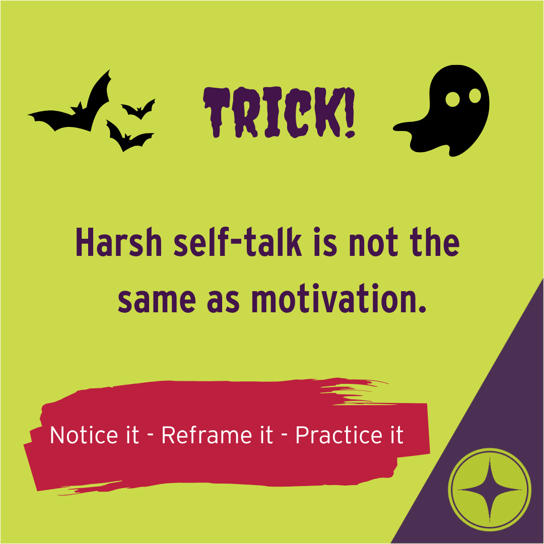 TrueSport's tweet photo. Trick or Treat? Negative self-talk helps you perform better. 🧟‍♂️

Trick. Harsh self-talk is not the same as motivation.

The way athletes talk to themselves before, during, and after competition can shape how they respond to pressure and setbacks. Noticing unhelpful patterns—and practicing more supportive self-talk—can help athletes approach challenges with greater awareness and confidence.

TrueSport Expert Dr. Kevin Chapman shares eight ways athletes can improve their self-talk for better performance:
https://t.co/X9j0jhIs0f

#TrueSport #TrickOrTreat #MentalWellness #SelfTalk #AthleteMindset #YouthSports @drkchap