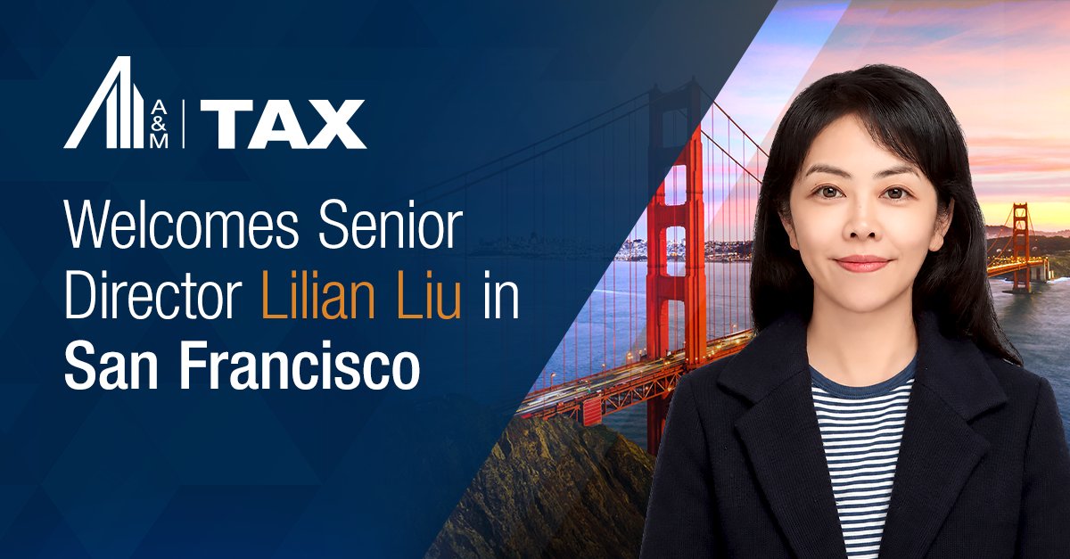 alvarezmarsal's tweet photo. A&M Tax welcomes Senior Director Lilian Liu to our San Francisco office. With 10+years of experience in US #internationaltax, she advises corporate and #privateequity clients on cross-border acquisitions, structuring and post-acquisition integration: https://t.co/GmpFVrCKMt #AMon https://t.co/Pzqhwoy3dv