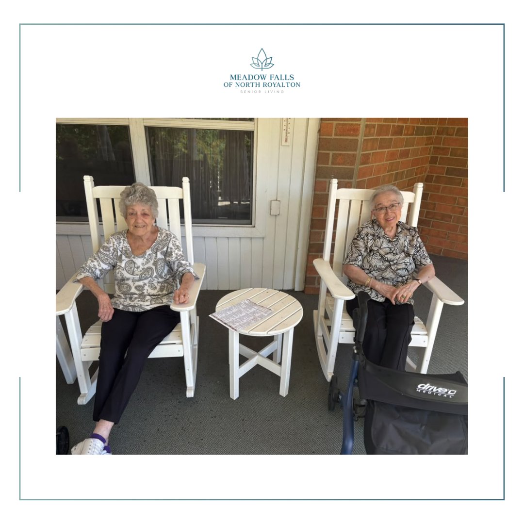 MeadowRoyalton's tweet photo. ☀️🧠 A beautiful day, fresh air, and an ABC challenge on the porch! 🌿 From names to food and plants, we worked through the alphabet. Some letters stumped us, but the laughs made it all worthwhile! 

#BrainGames #OutdoorActivities #SeniorLiving https://t.co/bMC75VaA4M
