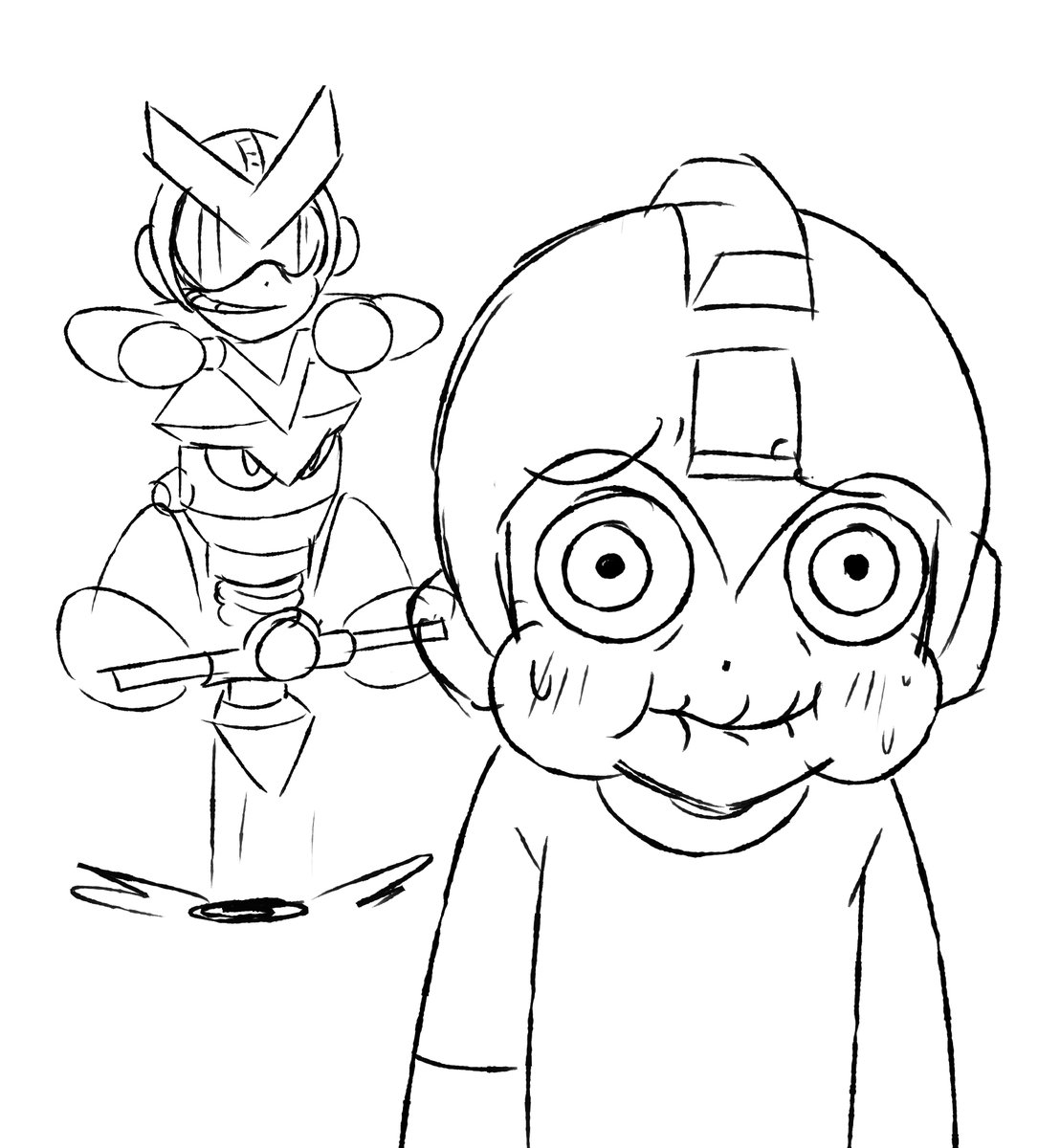 pykoma's tweet photo. mega man and quint doodle #megaman https://t.co/VdPOBmwzL9
