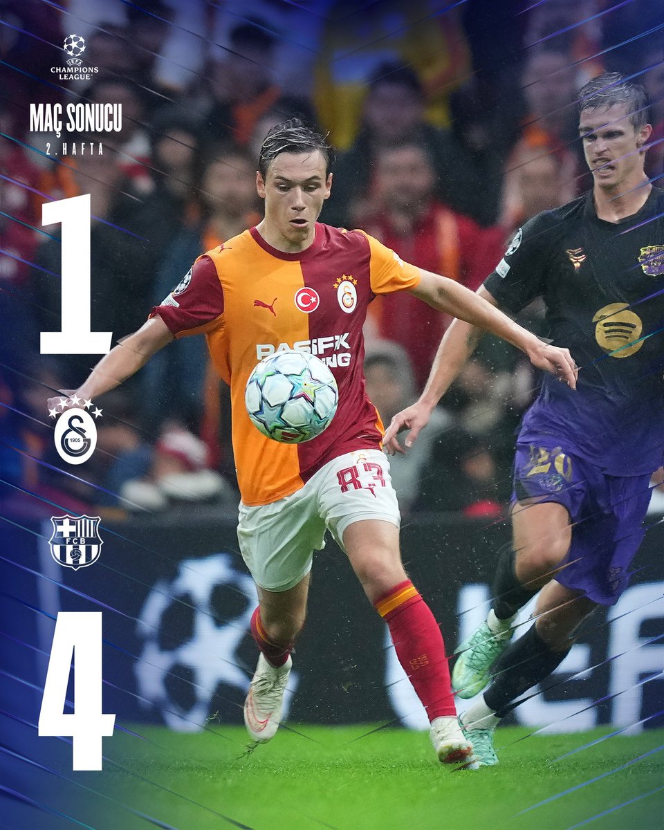 AvaWilsonu6vc's tweet photo. Match result: Galatasaray 1-4 FC Barcelona

#GSvFCB #UCL
https://t.co/xsOASlfxvO https://t.co/jV6yh704Ir