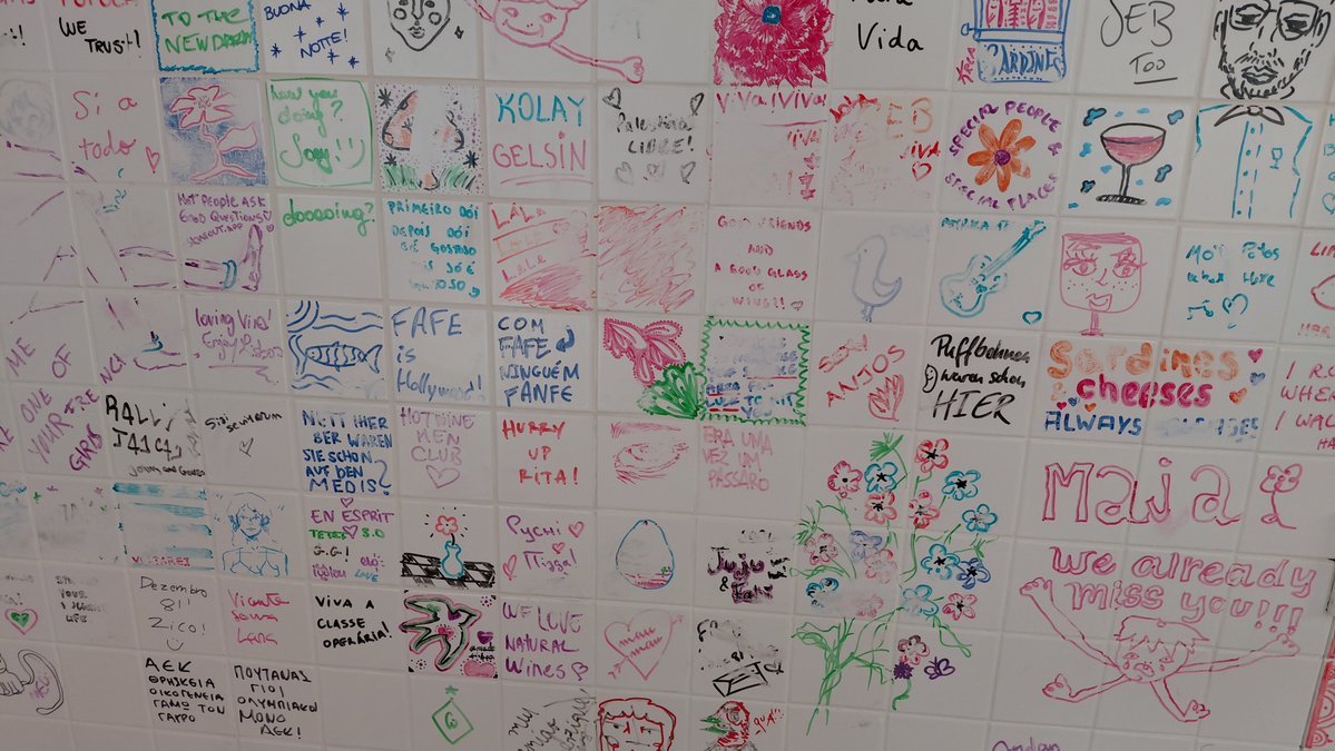 EatDestination's tweet photo. Checking out what is perhaps the best street in all of Lisbon for wine bars. Terrific wine reasonably priced, great food, and I got to write on the wall! https://t.co/1zfywz2olV #foodie #PortugueseWine #lisbon #HiddenGems #anjoslisbon https://t.co/beAOpapd1h