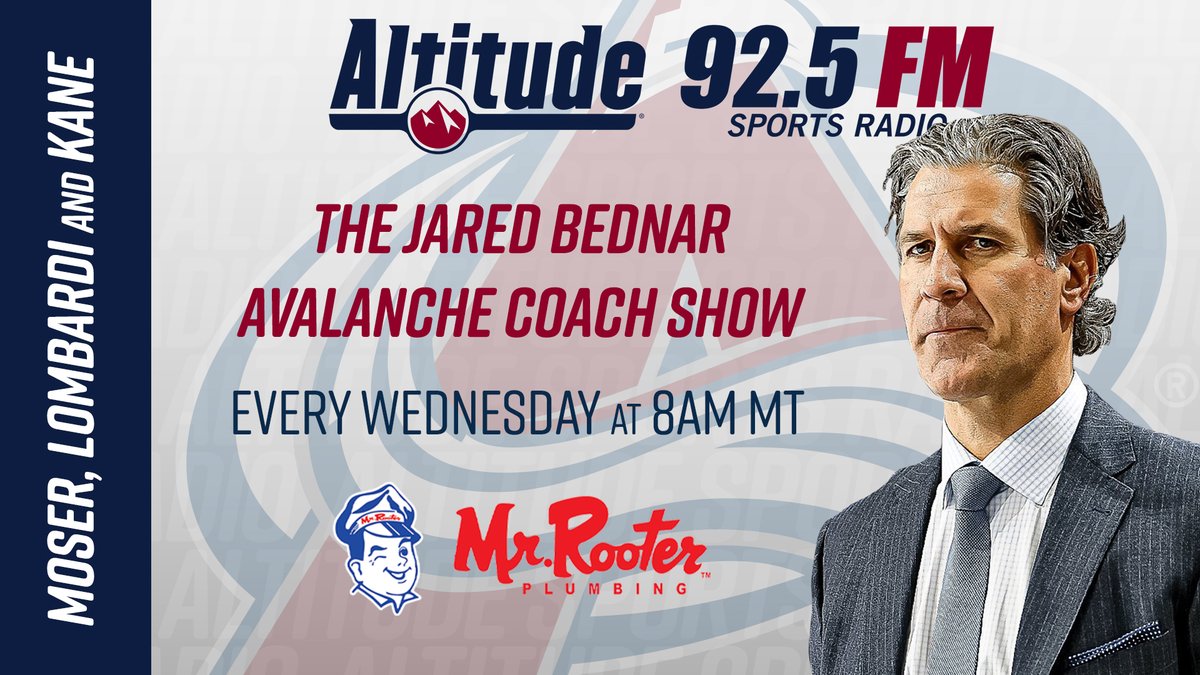 AltitudeSR's tweet photo. COMING UP AT 9am:
@Avalanche Head Coach Jared Bednar will join @RadioMoser @VicLombardi &amp; @BrettKaneRadio!

He'll break down last night's victory over the Stars &amp; preview tonight's game against...the Stars.

#GoAvsGo https://t.co/u9Bls3KgmX