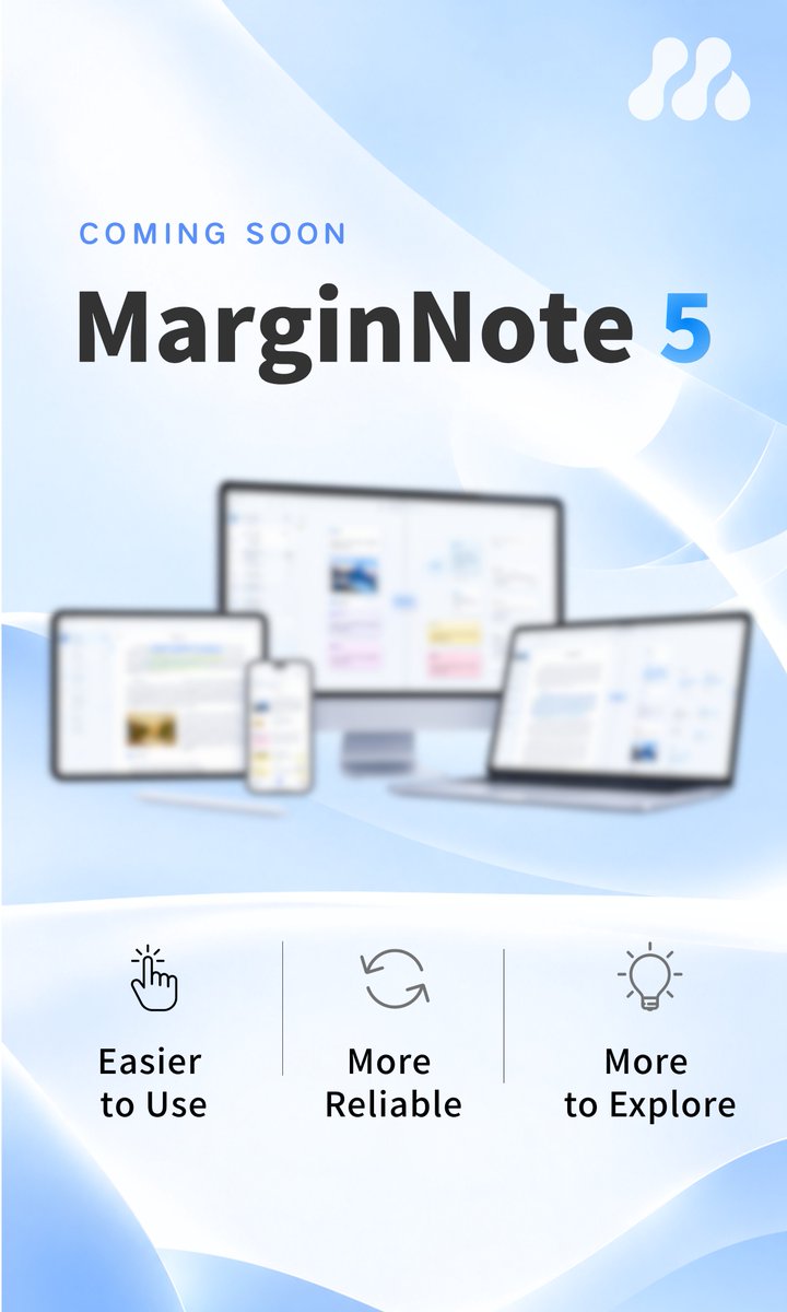 MarginNoteApp's tweet photo. 𝗠𝗮𝗿𝗴𝗶𝗻𝗡𝗼𝘁𝗲 𝟱 𝗶𝘀 𝗰𝗼𝗺𝗶𝗻𝗴 𝘀𝗼𝗼𝗻.

After 13 years of continuous refinement, MarginNote's fifth major release brings a more intuitive interface, stronger data protection, and new ways to work with external AI tools.

Sneak peeks start this week 👀 https://t.co/twQOCpjQz9