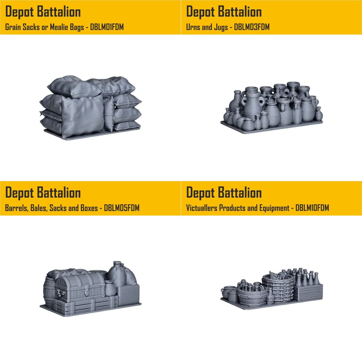 warbases's tweet photo. We are pleased to announce that we have reworked our existing Depot Battalion Cart Loads, modernising them for production in 3D printed FDM. You can find them at the following link; https://t.co/K4QKZEeZXU https://t.co/9KqGwU4jgF