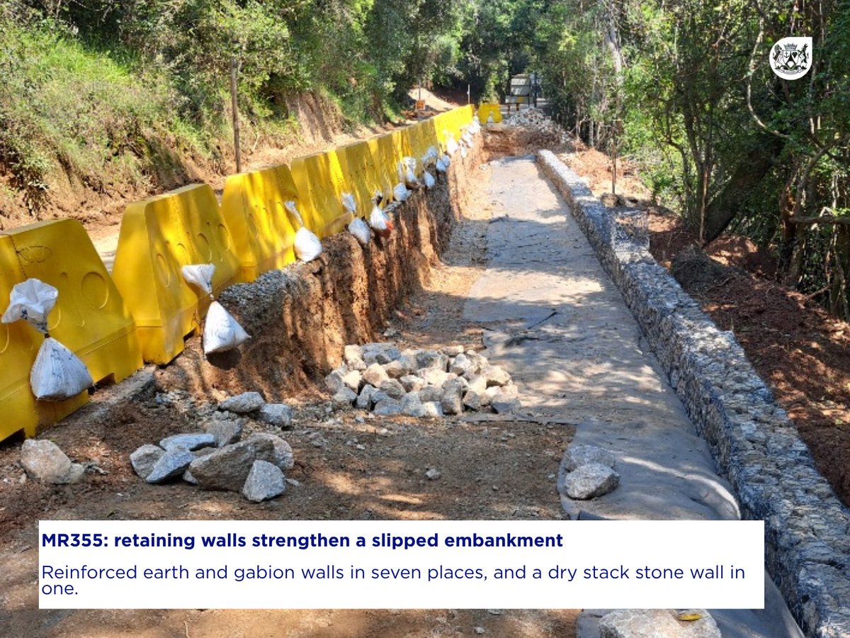 alanwinde's tweet photo. 🚧 Progress on the Seven Passes road (MR355) near George: the R73.6 million flood repair project is making progress. Five failed culverts and four failed causeways are being replaced across the MR355 and four district roads. Scroll to see the work underway.

Piling and concrete decks, reinforced earth and retaining walls are repairing slipped sections of road, and larger concrete pipes are replacing the old drainage.

The project is also creating work for local people. So far, 10,458 person-days of local labour have been used and 92 work opportunities created.

Thank you to Provincial Minister @Min_TSimmers and the Department of Infrastructure team for the progress so far. We expect to complete the work in March 2027, weather permitting. 

#GettingItDone #ForYou