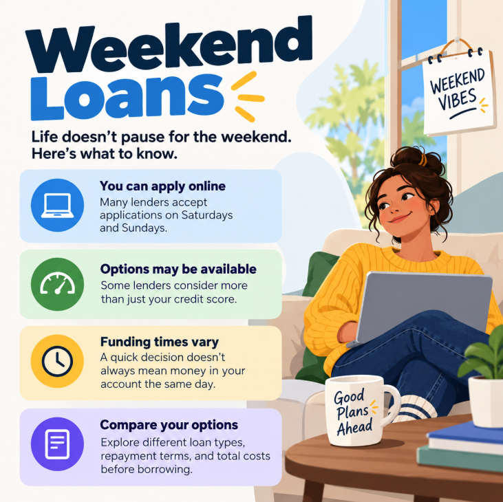 SimpleFastLoans's tweet photo. 💸 Bills don't take weekends off. Neither do online loan applications.

Weekend payday loans and alternatives may be available.

Know your options: https://t.co/xGWx19GLRY

#PersonalLoans #MoneyTips https://t.co/IBMBDNEB11