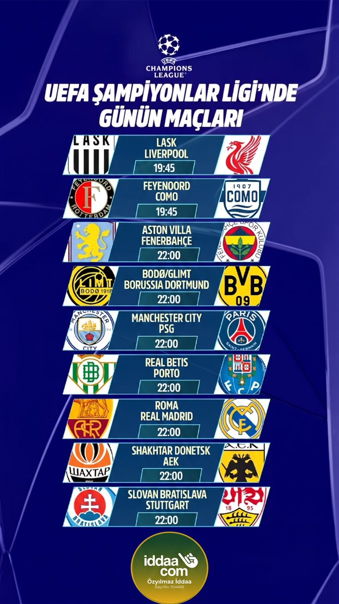 ozyilmaziddaa's tweet photo. Günün Şampiyonlar Ligi maçları! 
 
HEMEN OYNA 
https://t.co/oiO7qZCiCG 

#iddaa #uefachampionsleague #bahis #ucl #AstonVilla #Fenerbahce https://t.co/oNJuoq0U48