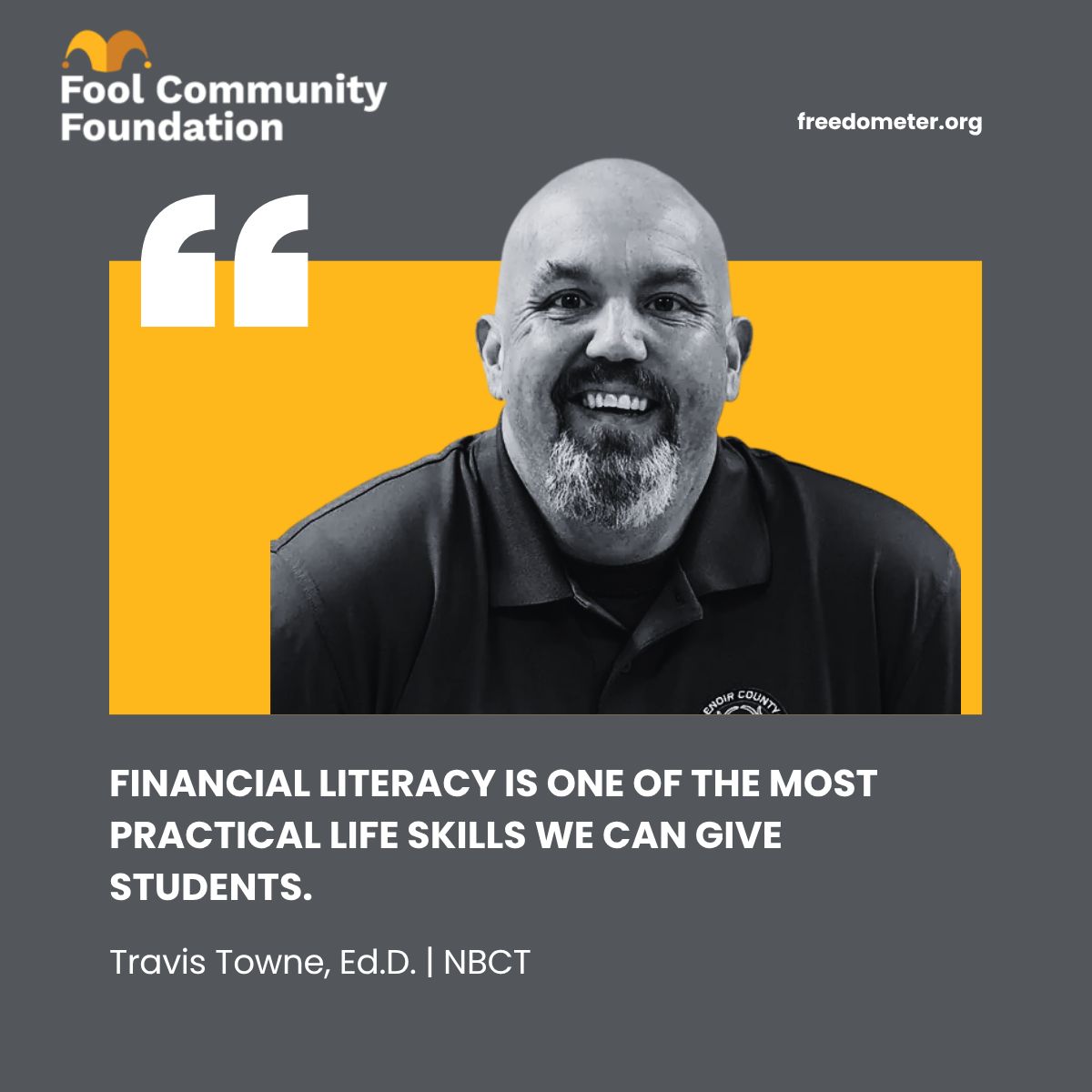 foolfoundation's tweet photo. The Freedometer is better because teachers like Travis Towne are helping shape it. 💛

As one of our Founding Teachers, Travis is helping us build something that actually works in real classrooms.

Now we’re looking for more educators to join in.
➤ https://t.co/zm9gp6n1dp https://t.co/XhlMV4JBIW